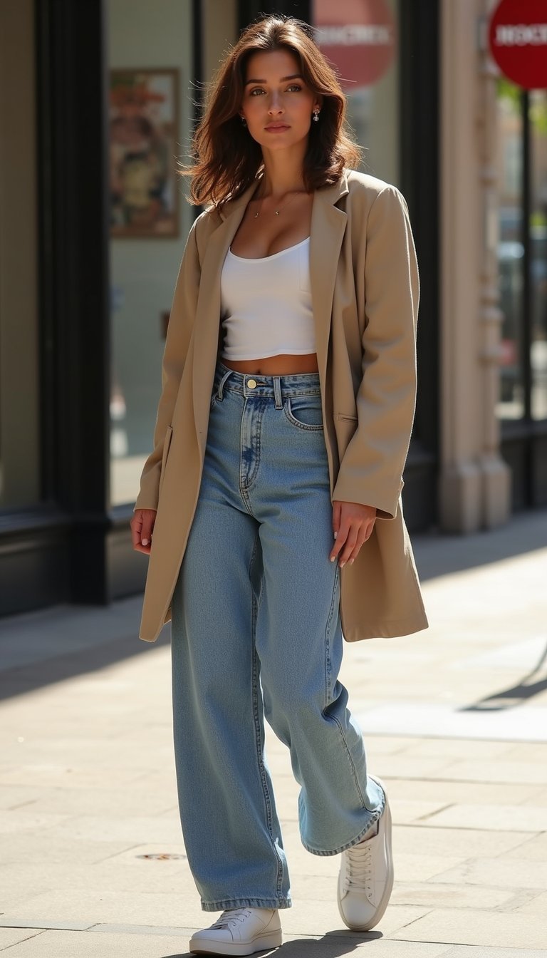 Blazer Oversize Structuré Avec Jean Mom