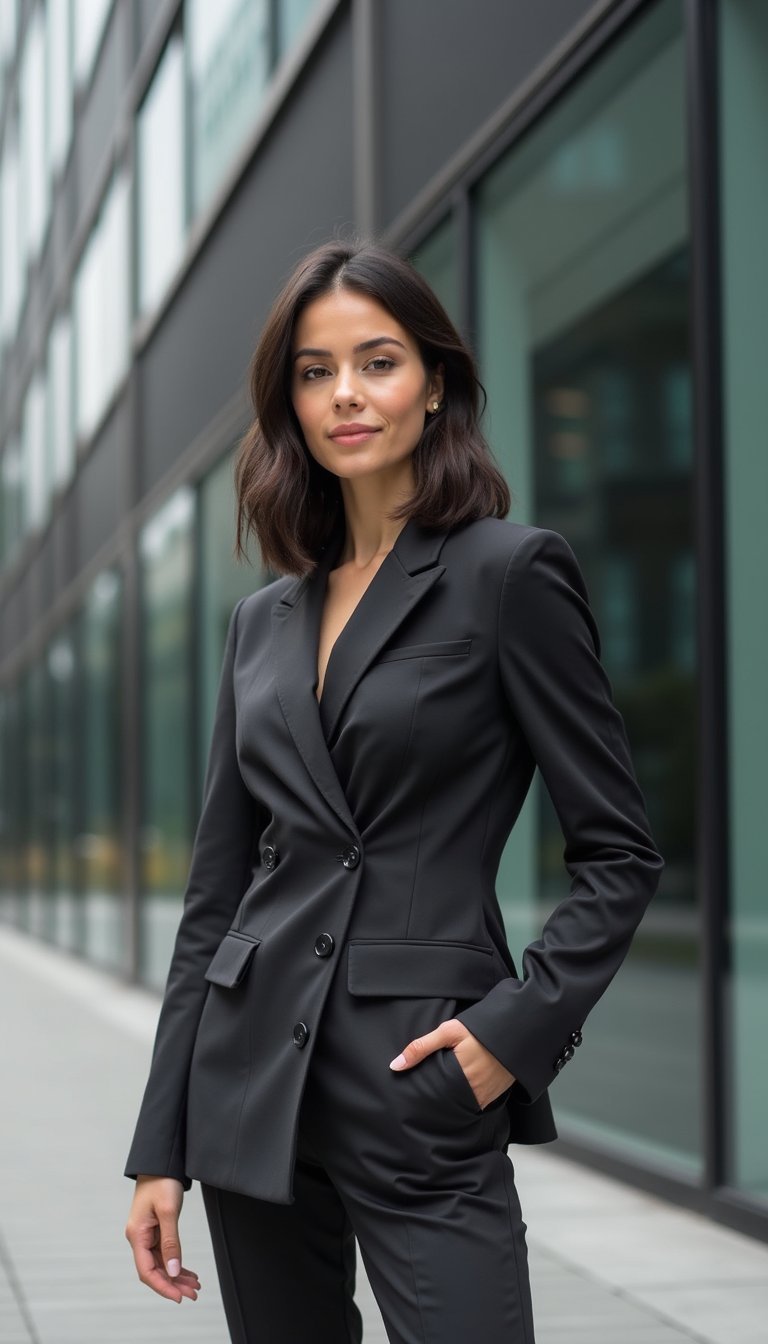 Blazer Structuré Avec Pantalon Tailleur Ton Sur Ton