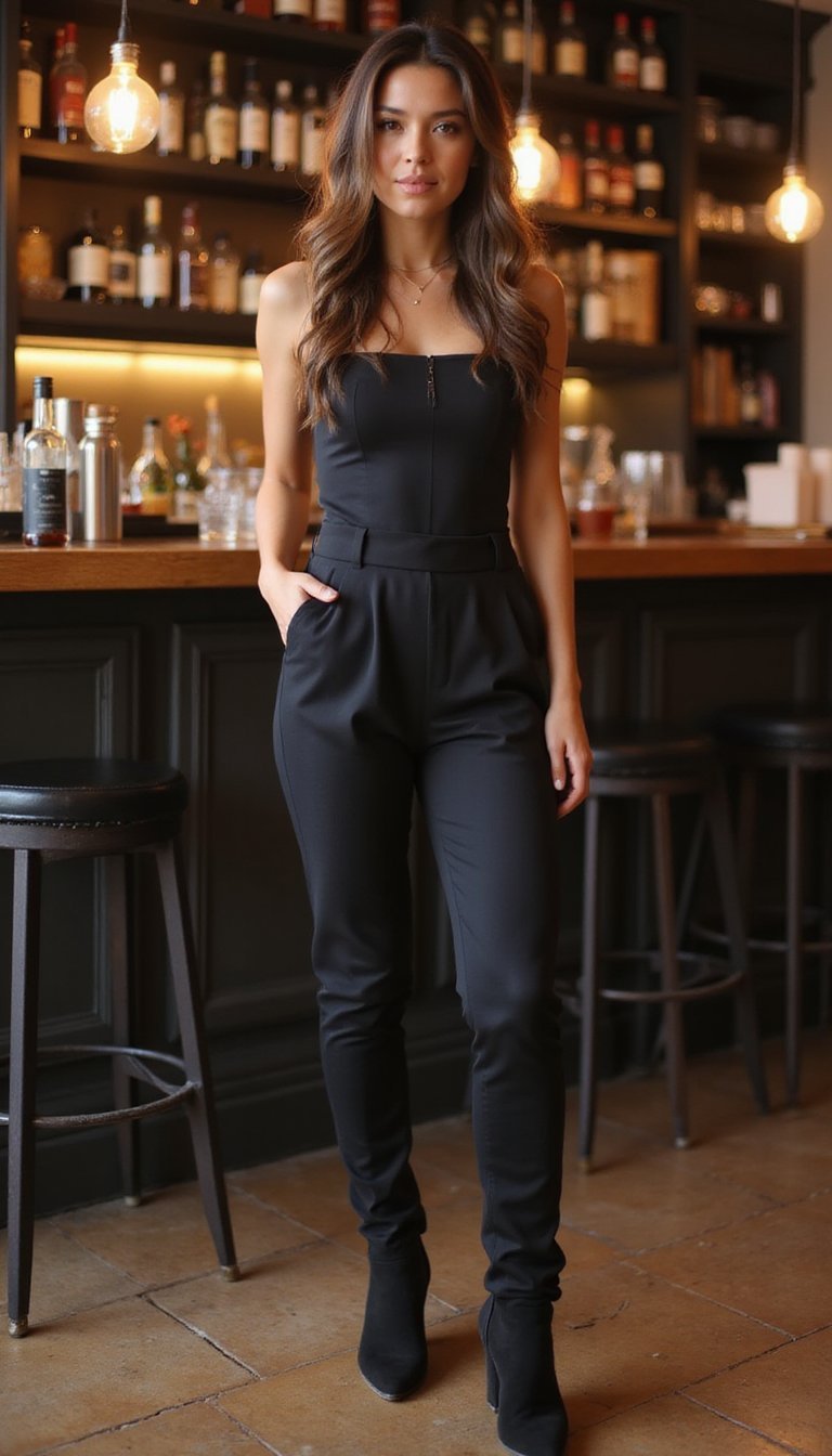 Combinaison Pantalon Ajustée Et Bottes Montantes