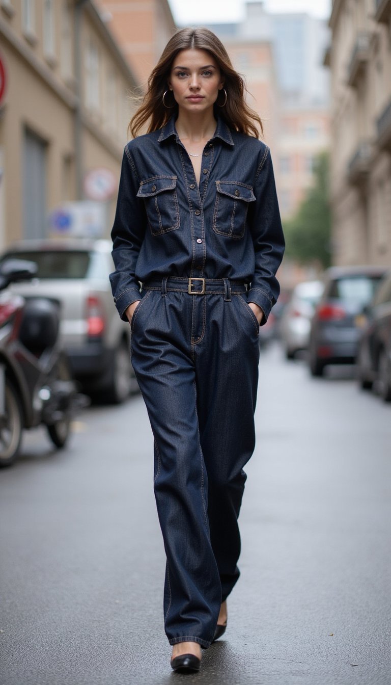 Combinaison Utility En Denim Style Street Wear