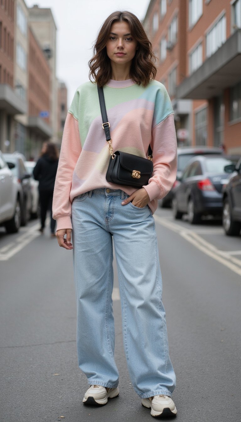 Look Streetwear Avec Jean Large Et Sweat Oversize