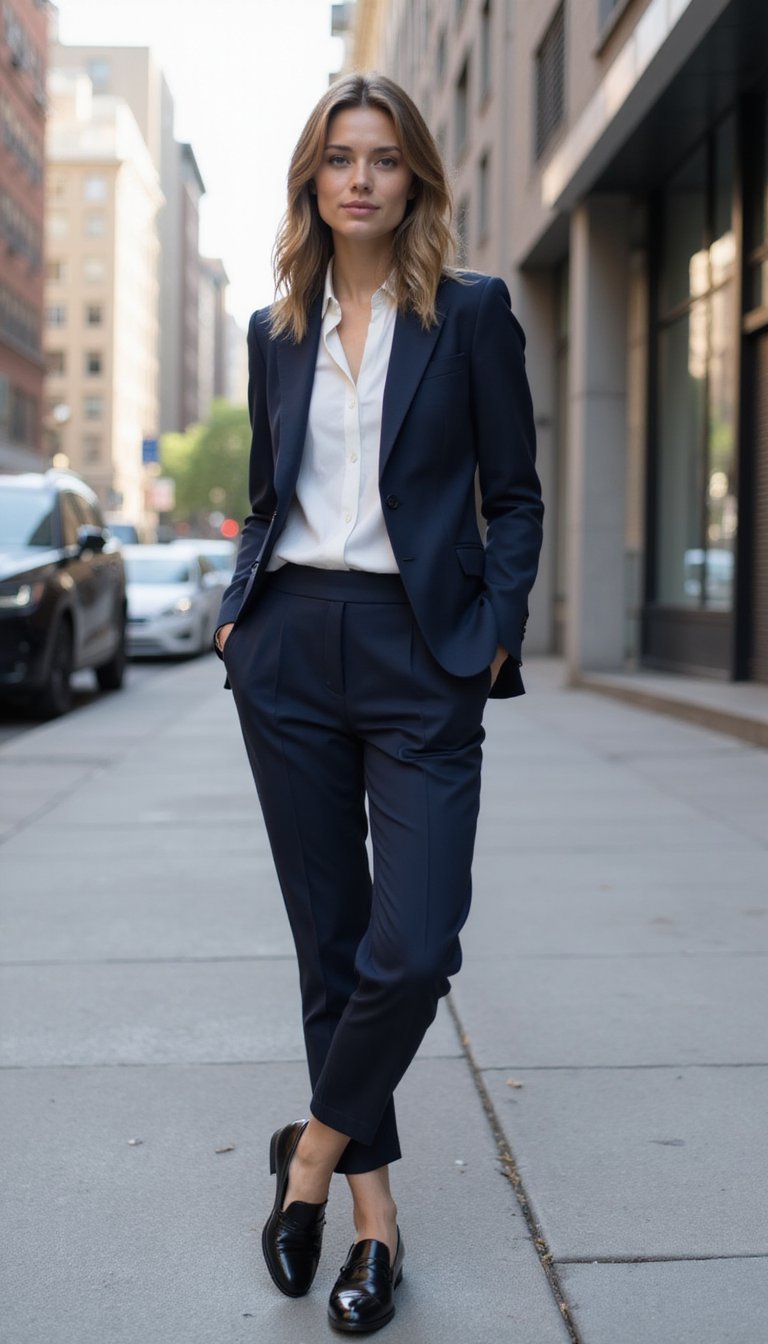 Look Bureau Élégant Avec Mocassins Et Tailleur