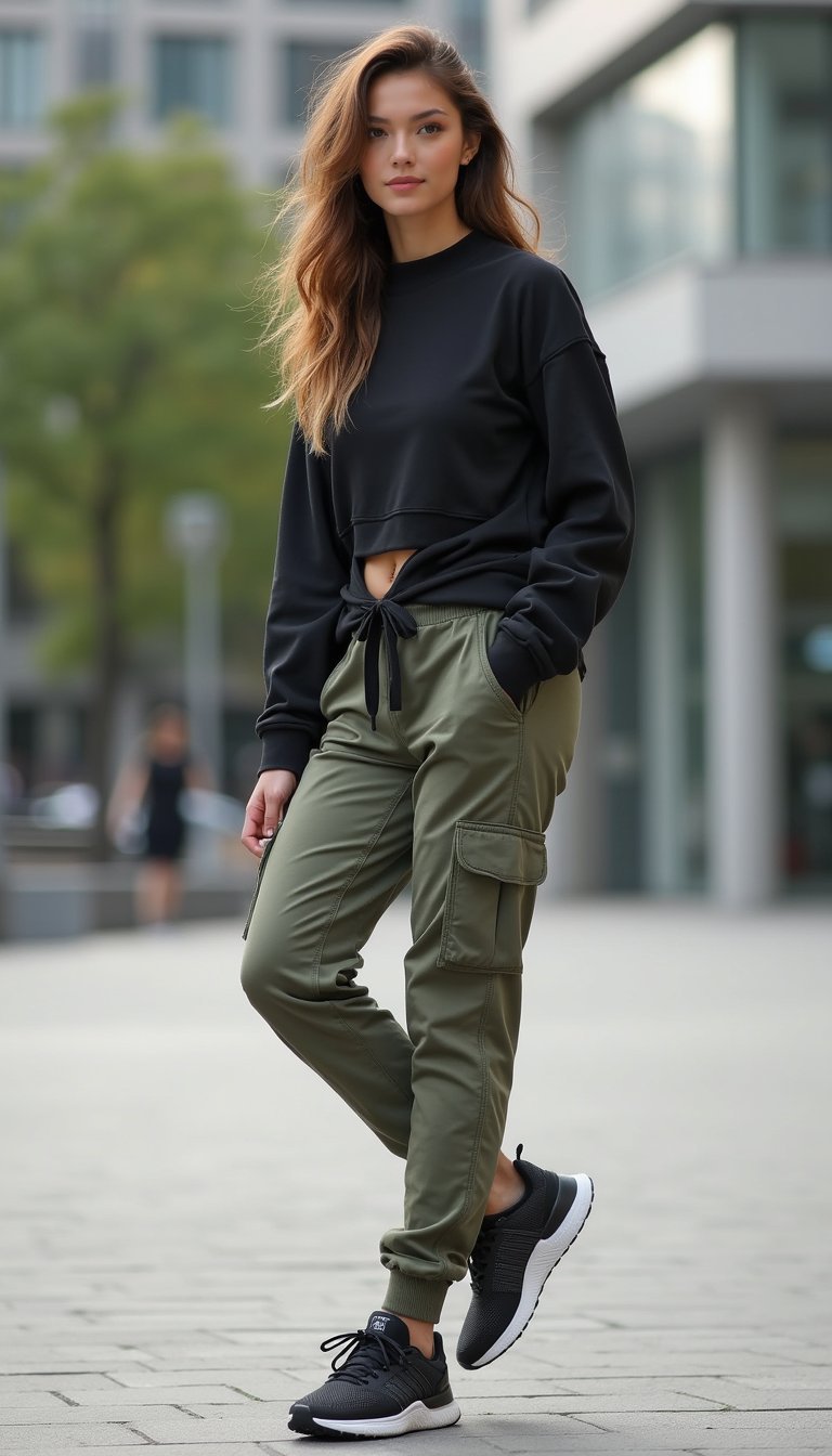 Cargo Athleisure Avec Coupe Sculptante Et Baskets