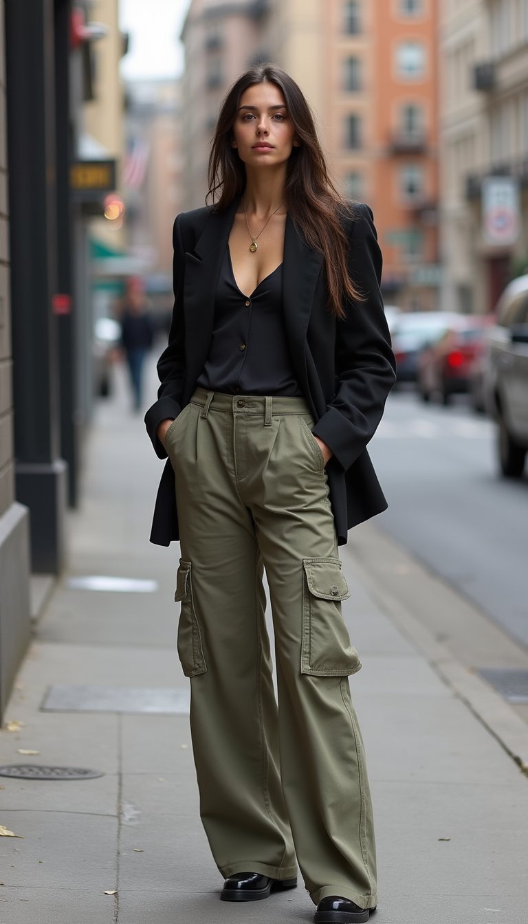 Cargo Coupe Droite Et Blazer Oversize Urbain