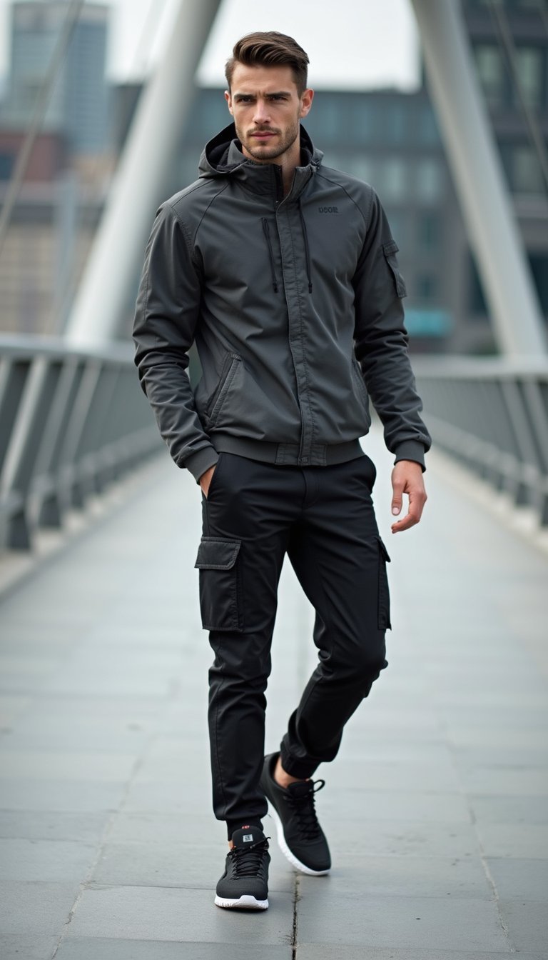 Cargo Slim Sportif Et Veste Technique Moderne