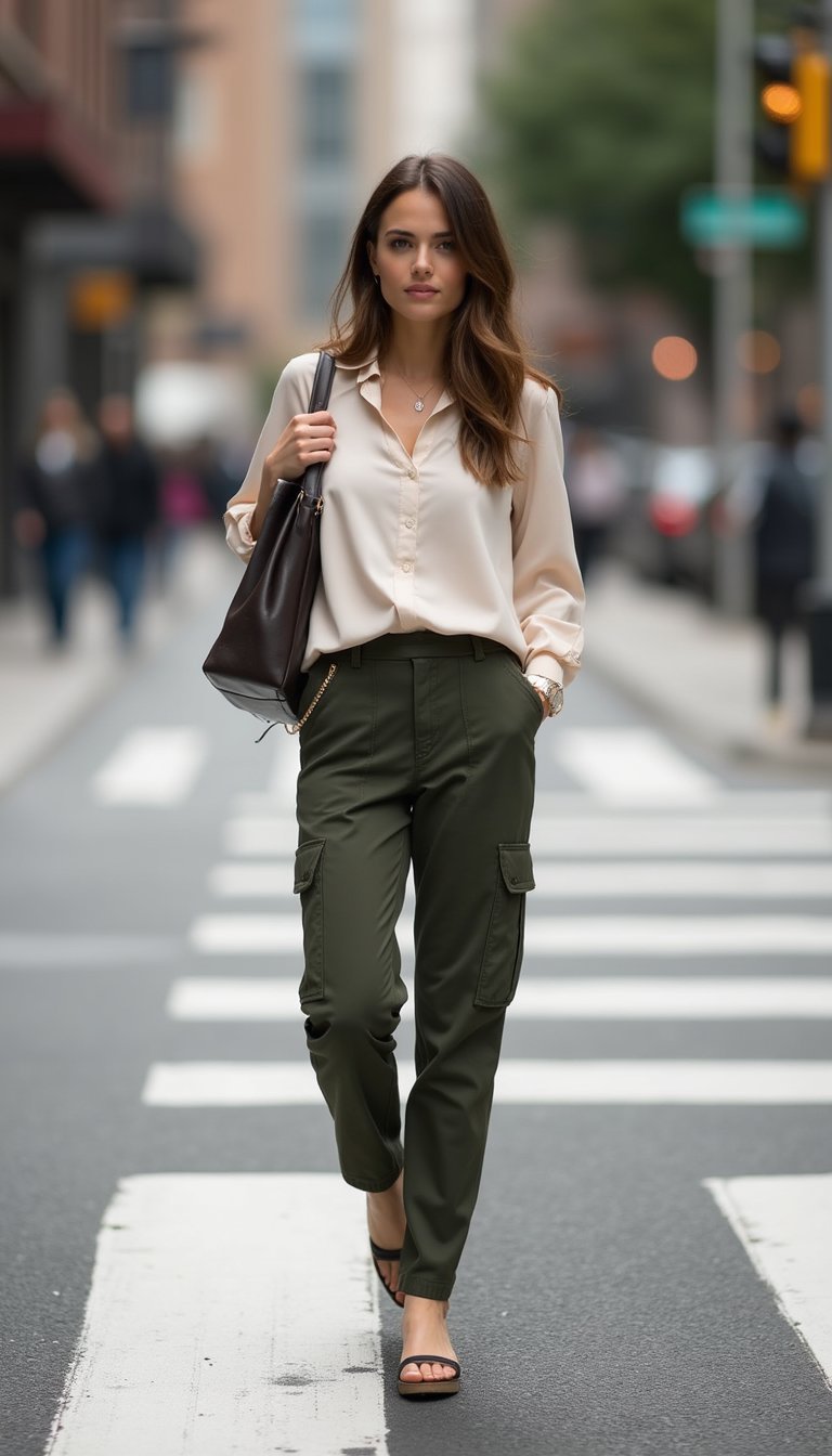 Cargo Tapered Et Chemisier Fluide Pour Bureau