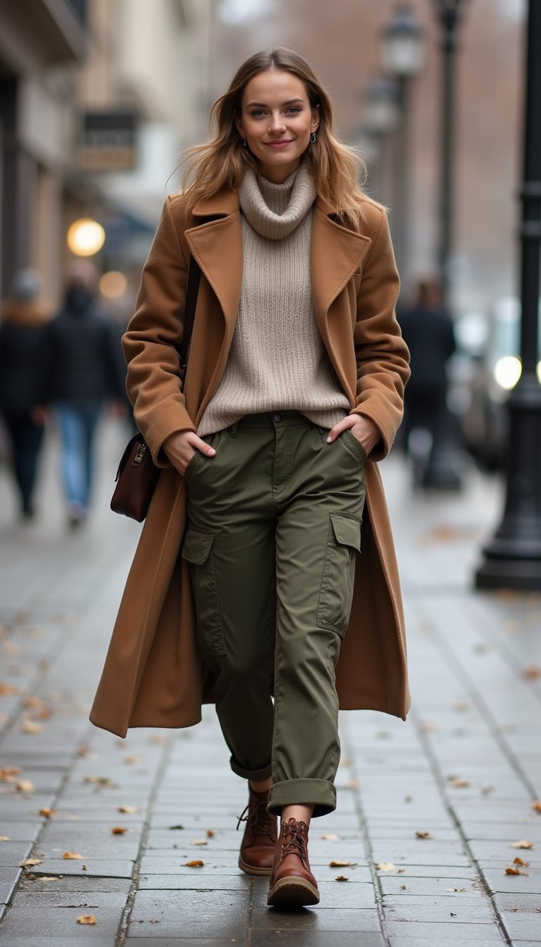 Cargo Utility Court Et Manteau Long Oversize