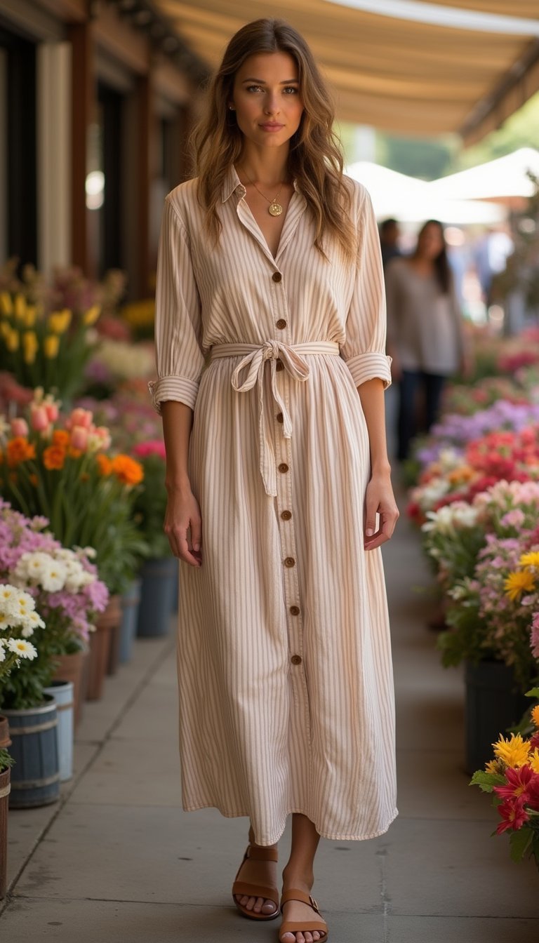 Robe Chemise Avec Ceinture Nœud Bohème