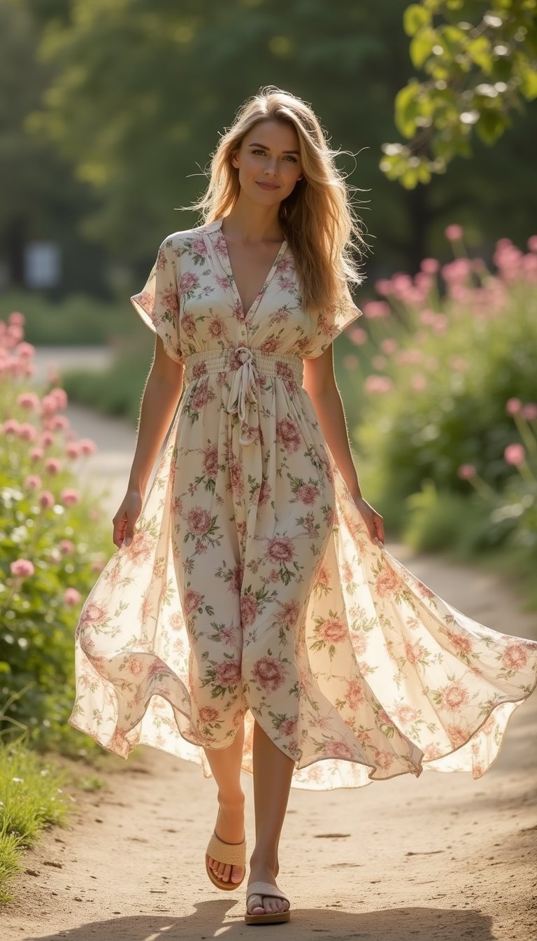 Robe Chemise Fluide Imprimé Fleuri Romantique