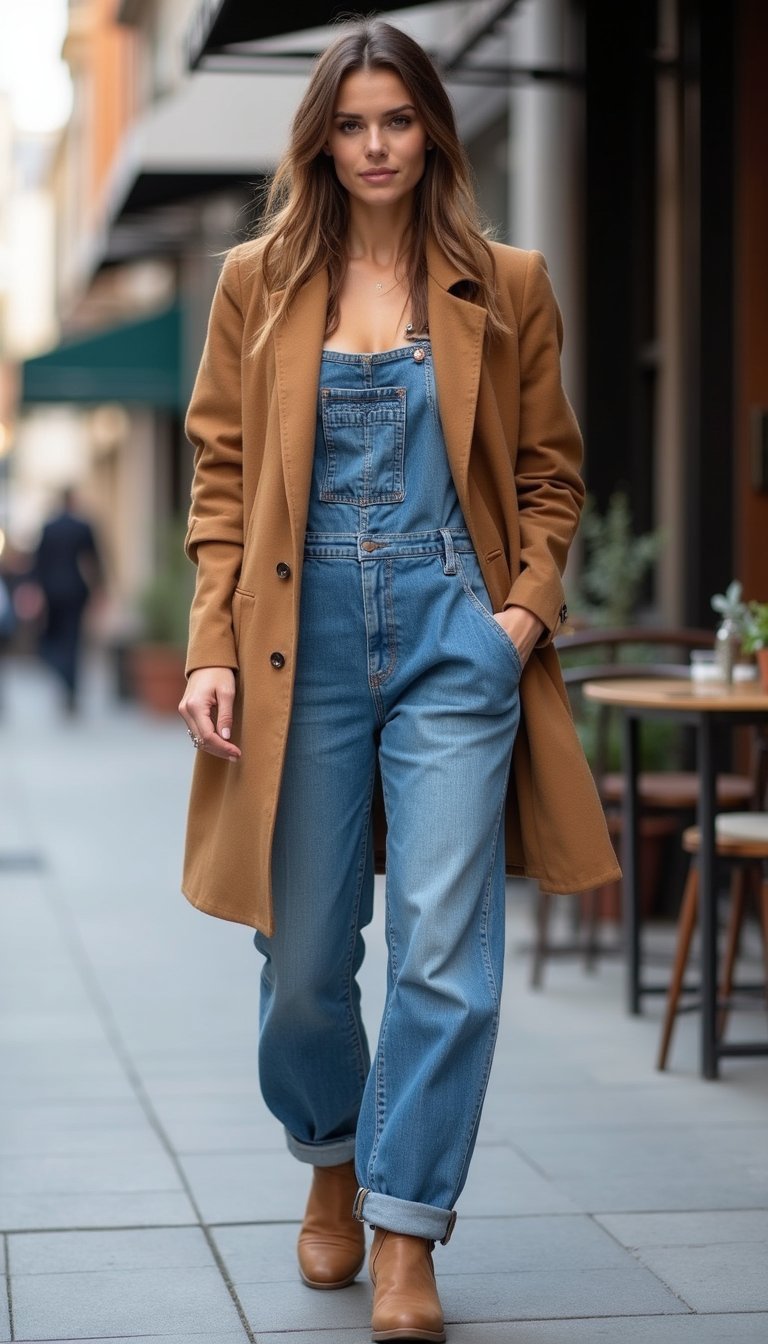 Salopette En Jean Et Blazer Oversize Chic
