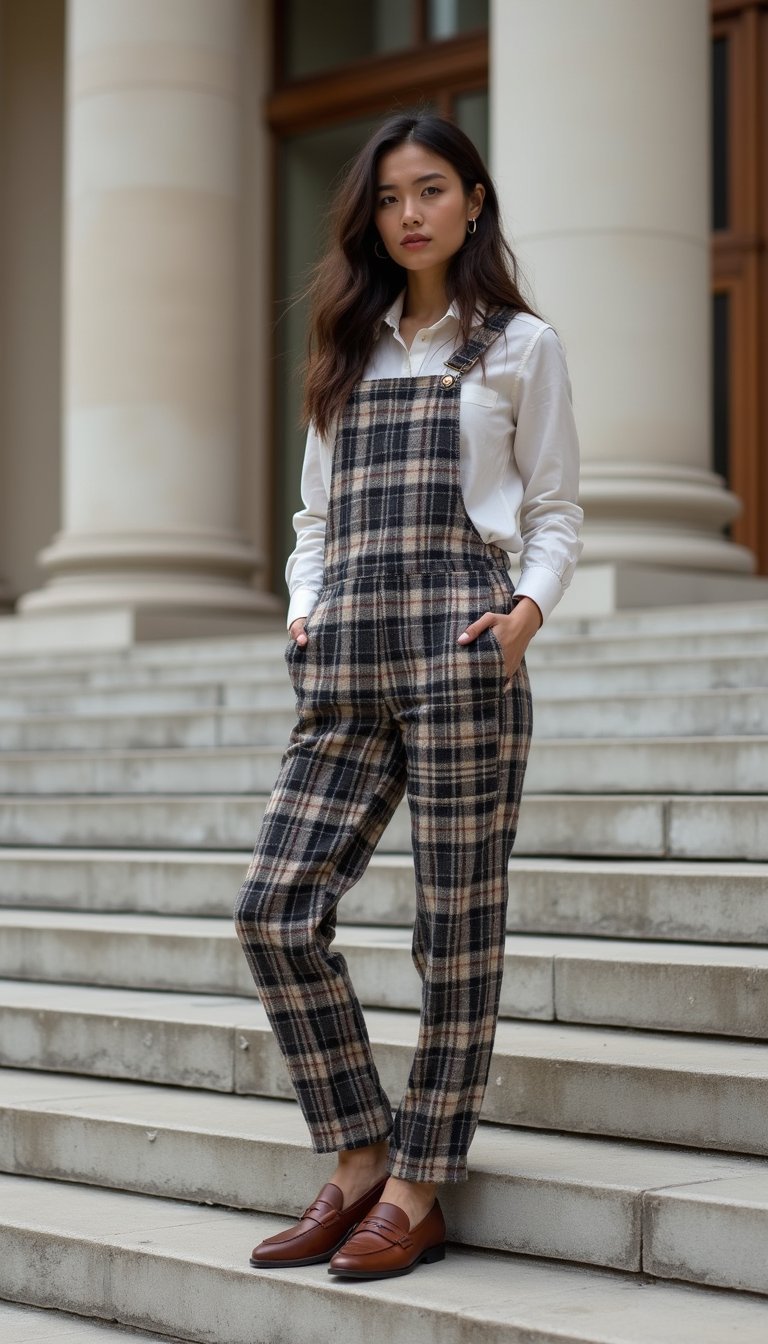 Salopette En Laine À Carreaux Pour Air De Bureau