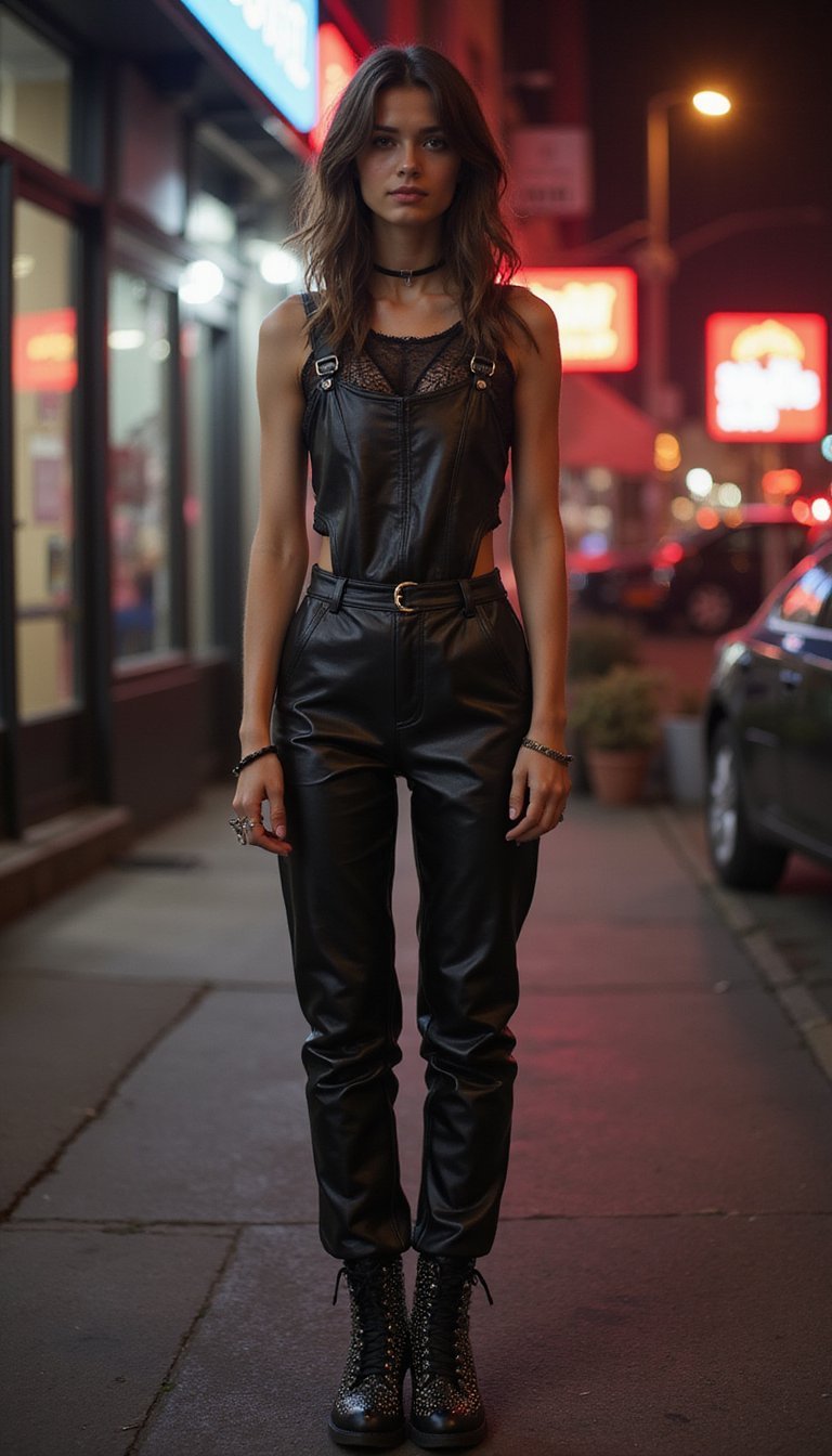 Salopette En Similicuir Pour Soirée Rock Chic