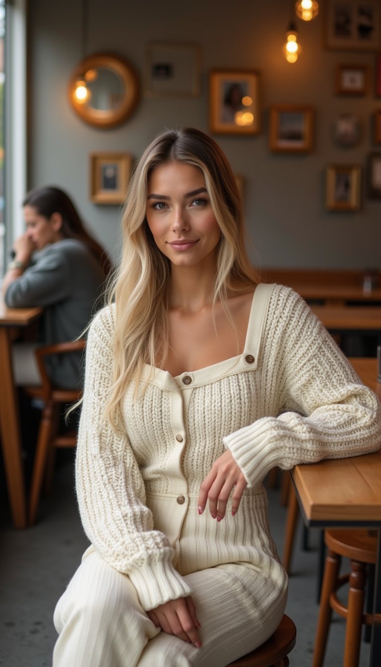 Salopette Maille Tricotée Pour Journées Cocooning