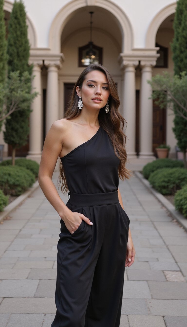 Salopette Une Épaule Et Boucles Statement Glam