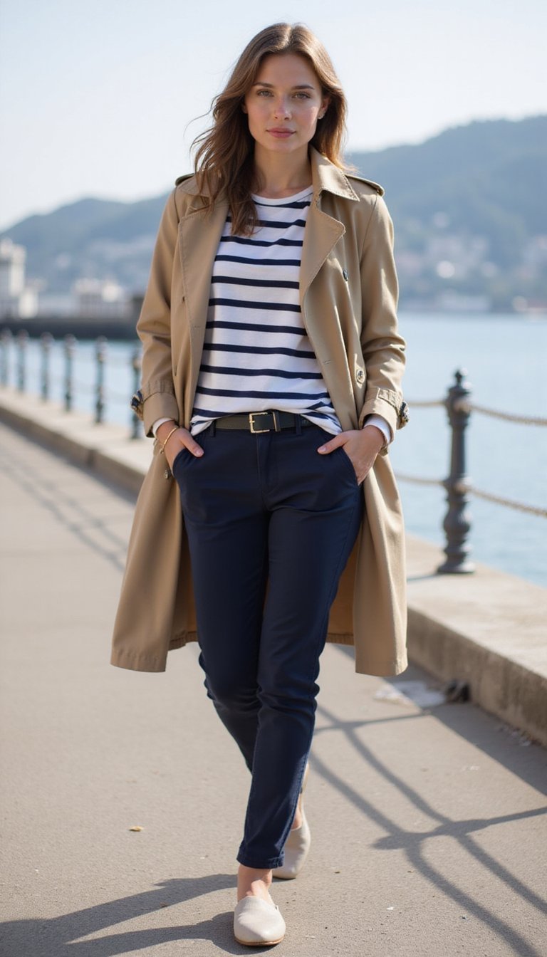 Trench Et Chemise Rayée Bretonne Pour Cool Classic