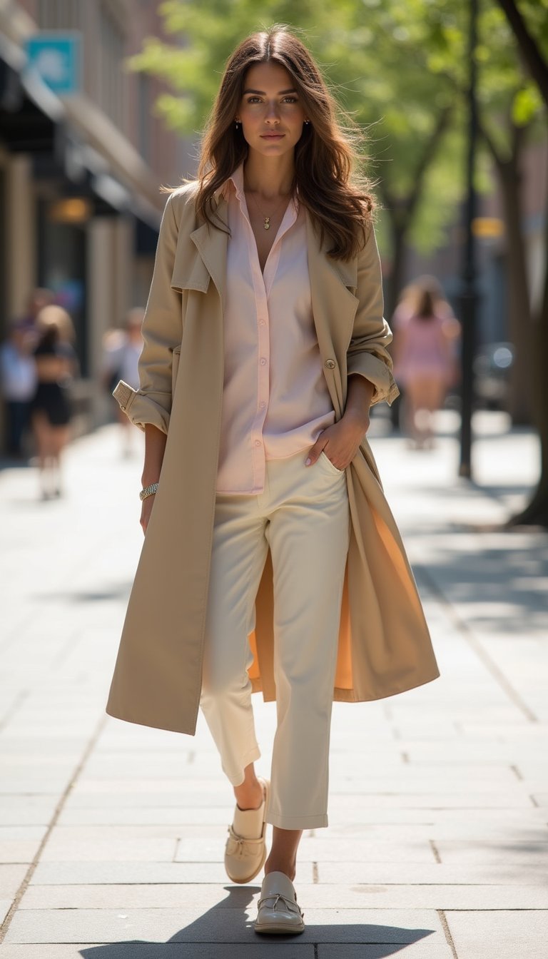 Trench Sur Ensemble Pastel Pour Printemps Doux