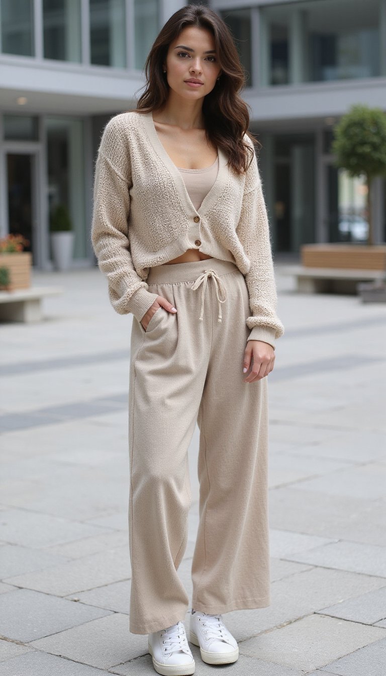 Co‑ord Décontracté En Maille Monochrome