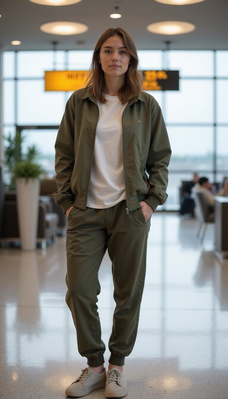 Tenue Voyage Confortable Avec Veste Nylon