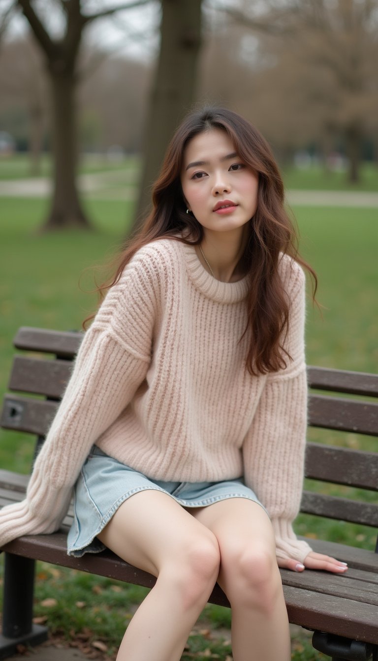 Mini Jupe Patineuse Et Pull Maxi Doux