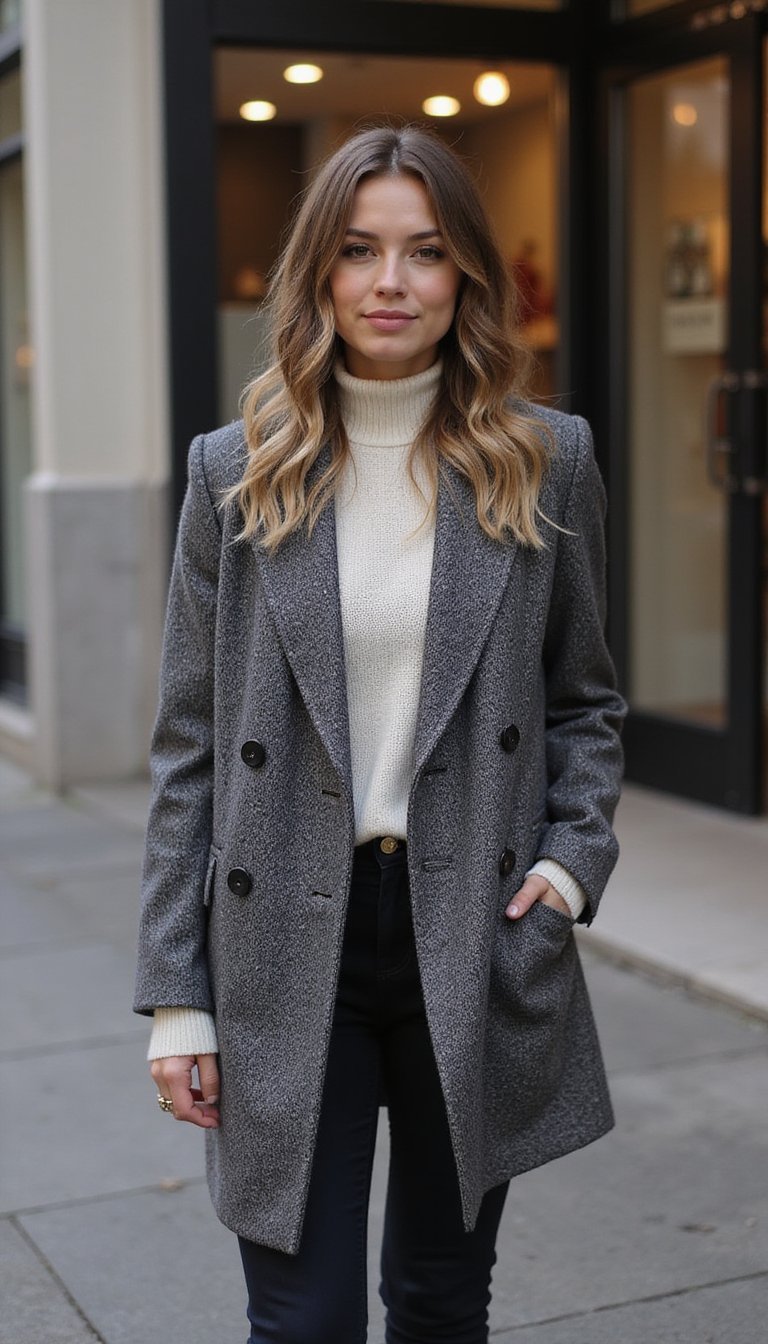 Blazer Laine, Maille Fine Et Bottines Chic