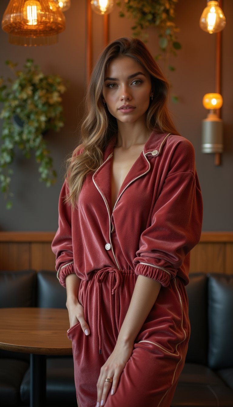 Ensemble Loungewear Coordonné En Velours