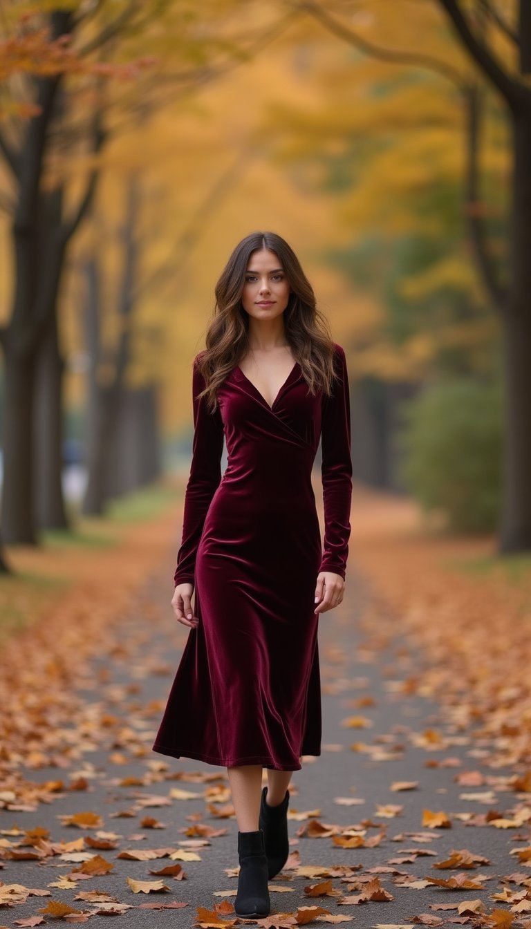 Robe En Velours Riches Pour Mariage Automnal Intime