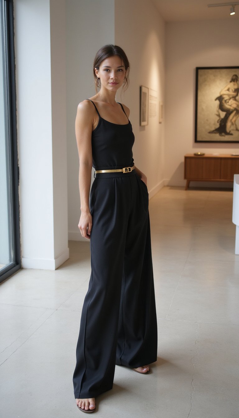 Combinaison Large Taille Haute Ceinture Dorée