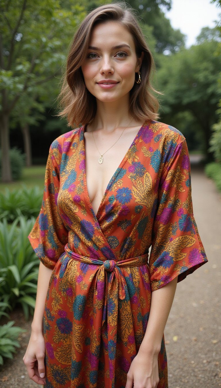 Robe Portefeuille En Soie Couleurs Joyeuses