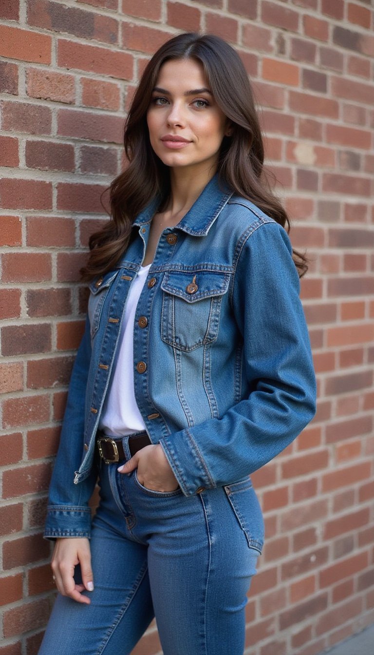 Ensemble Denim Sur Denim Ton Sur Ton Moderne