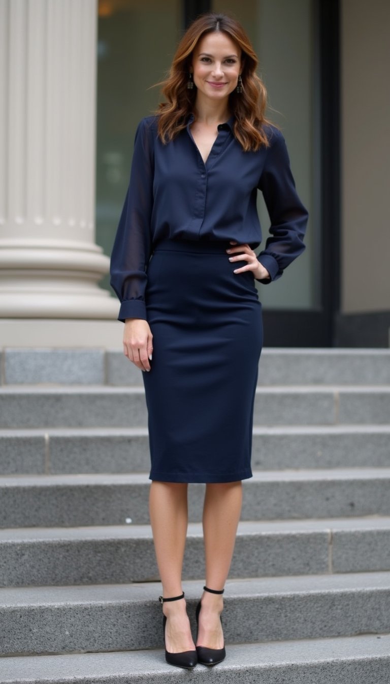 Jupe Crayon Stretch À Taille Haute Élégante