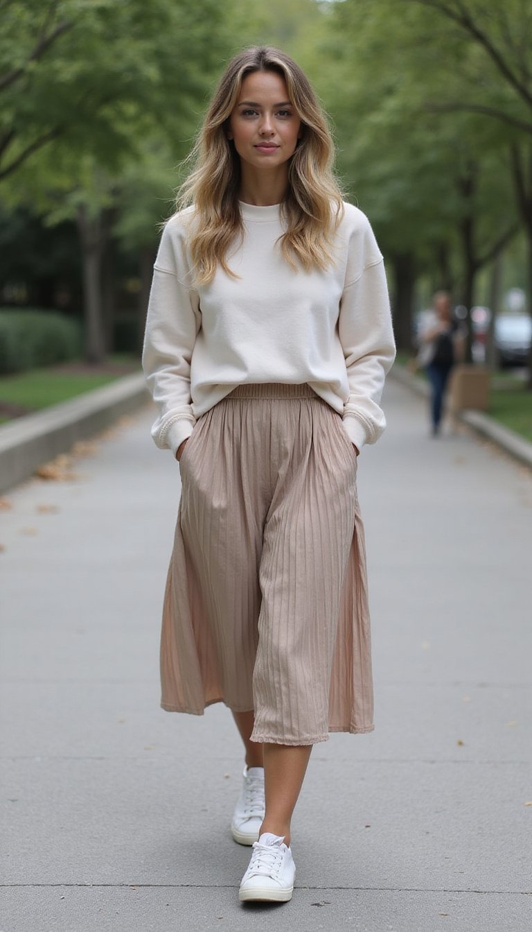 Ensemble Sport-Chic Modeste Avec Sweat Long Et Jupe