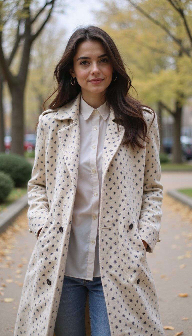 Manteau Léger À Pois Pour Printemps Frais