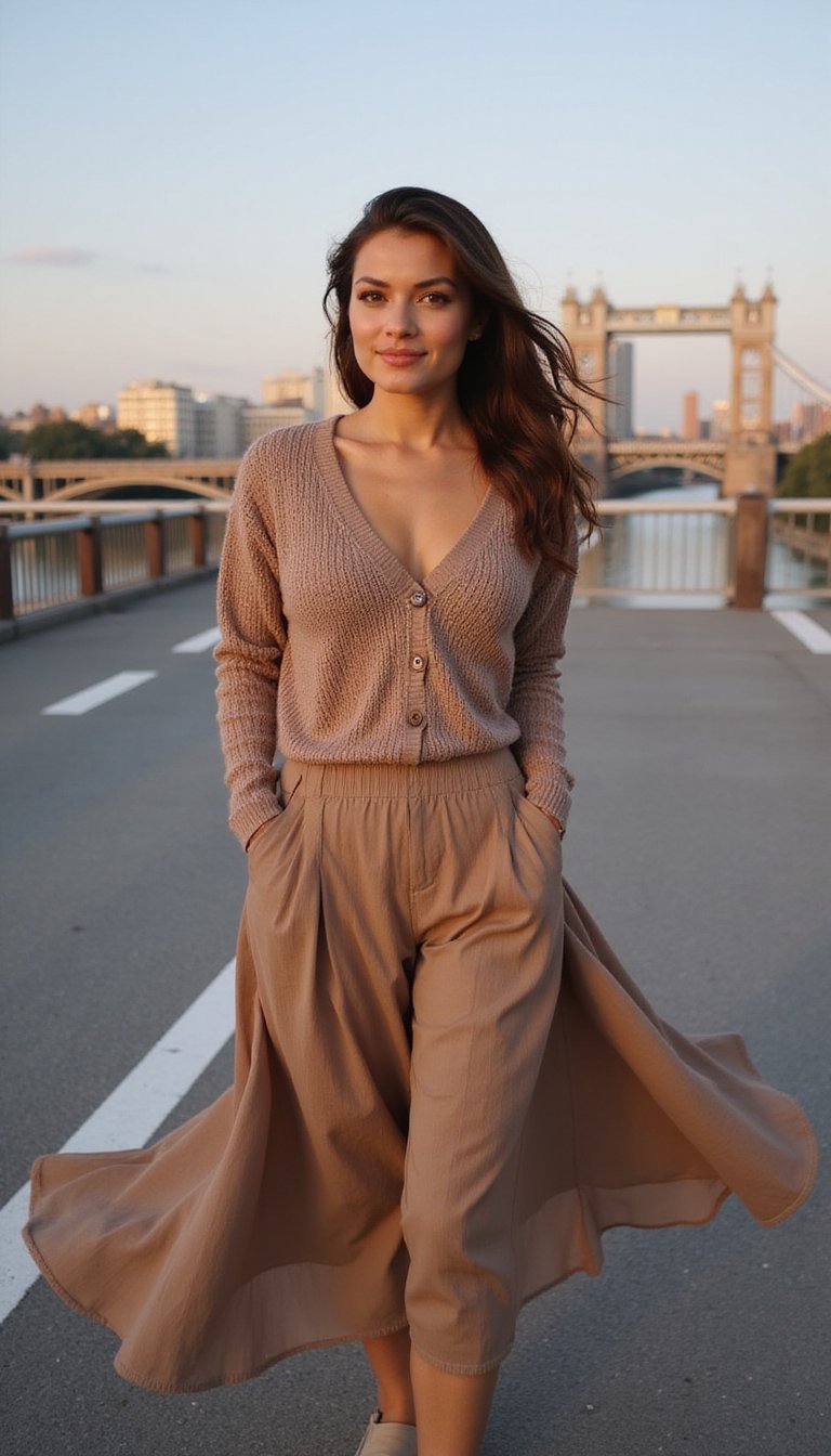 Pull Col V Profond Et Jupe Midi