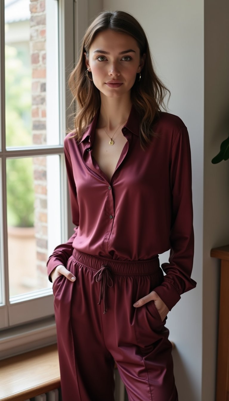 Chemisier Satiné Et Pantalon Jogger Tailored