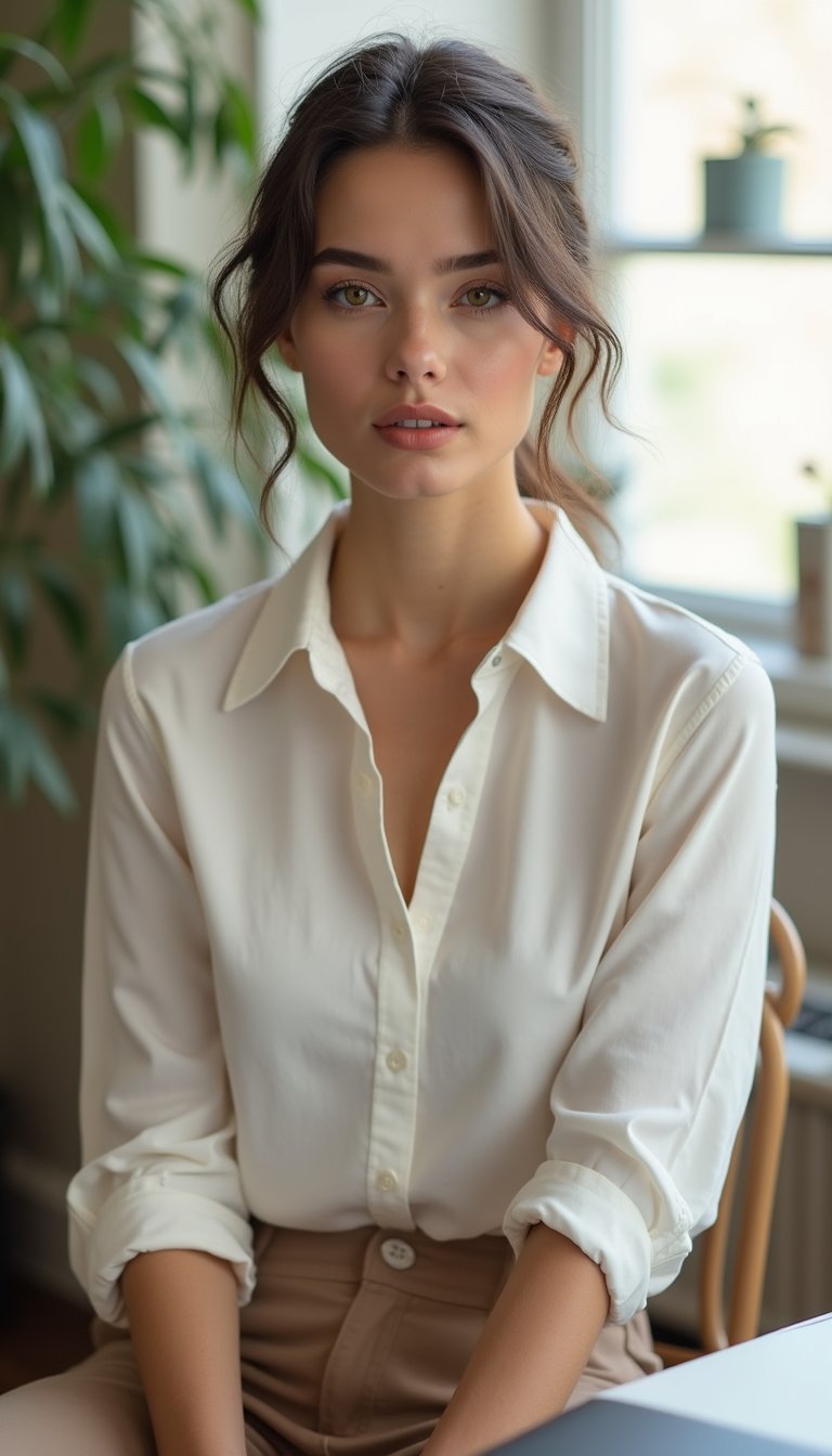 Top À Col Claudine Et Pantalon Coupe Cigarette