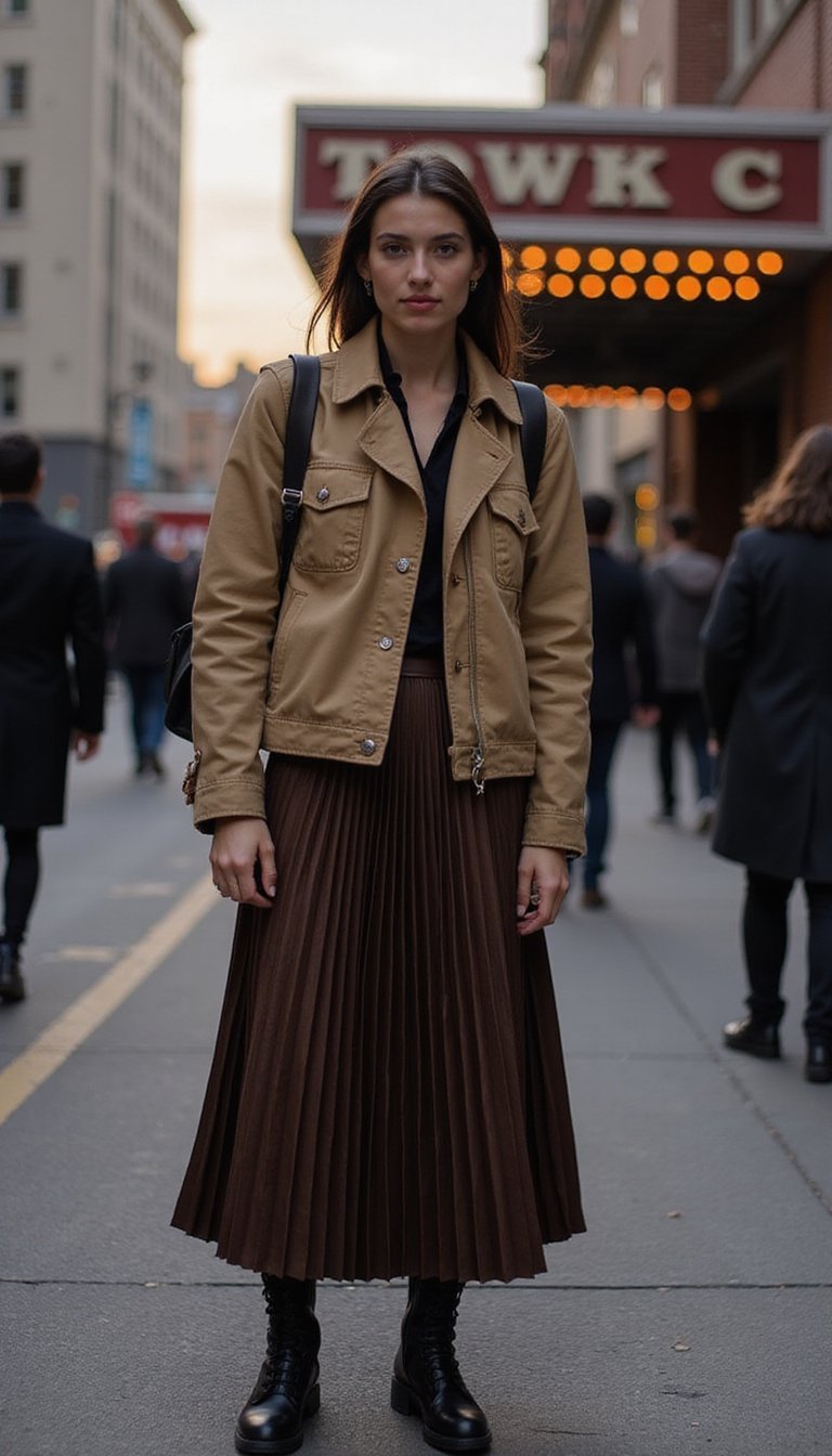 Jupe Midi Plissée Et Blouson Oversize