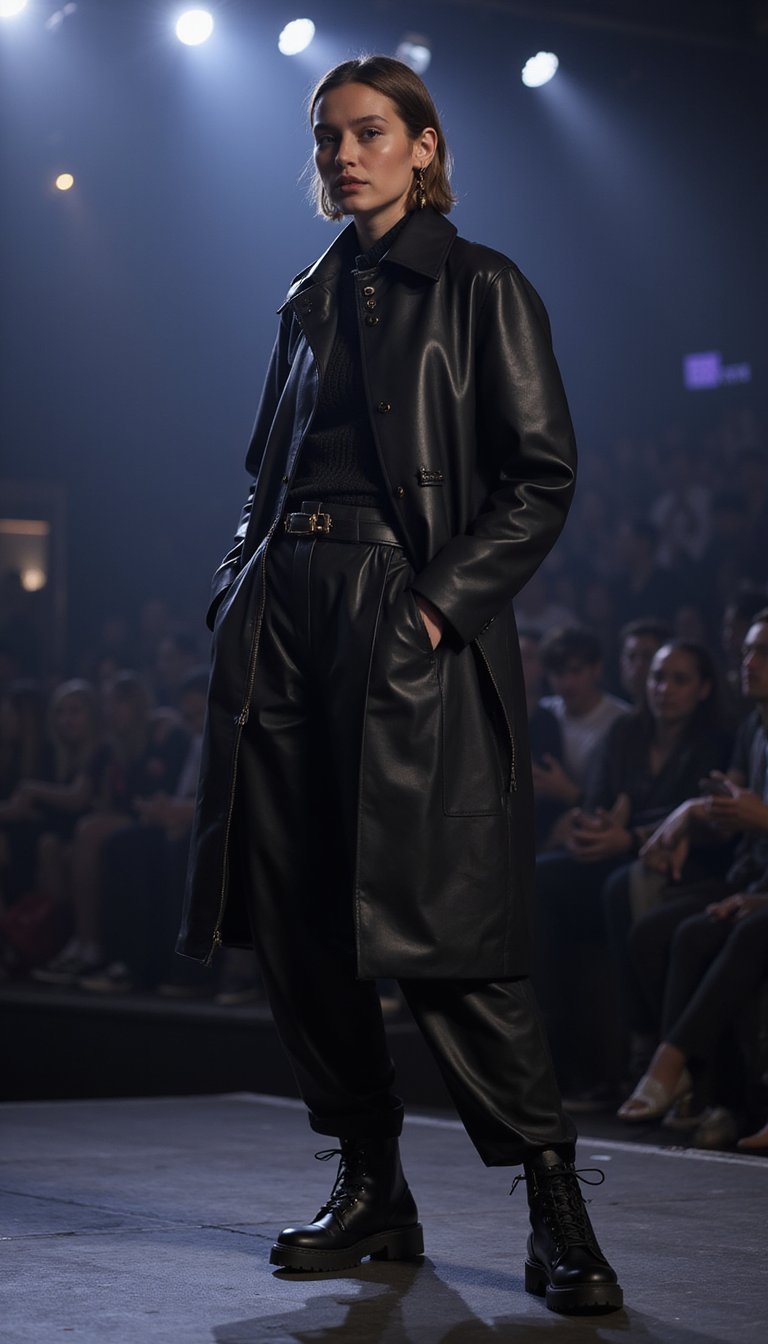 Look Monochrome Noir Avec Chaussures Chunky