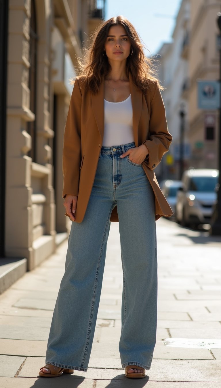 Jean Taille Haute Avec Blazer Oversized Chic