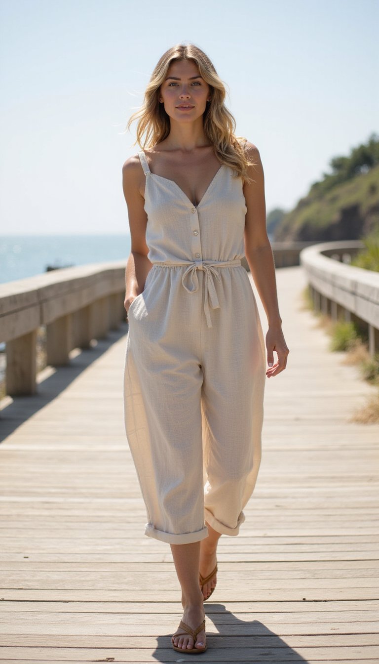 Combinaison En Lin Légère Pour Étés Sur La Route