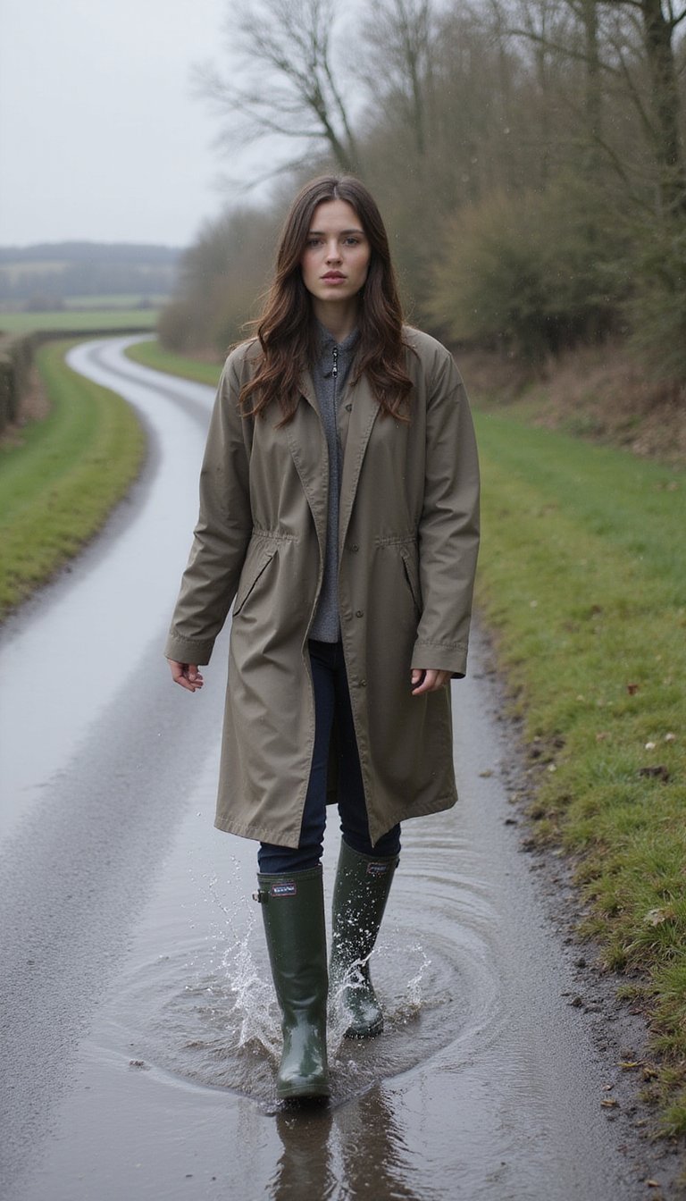 Imperméable Léger Et Bottes De Pluie Stylées Pratiques