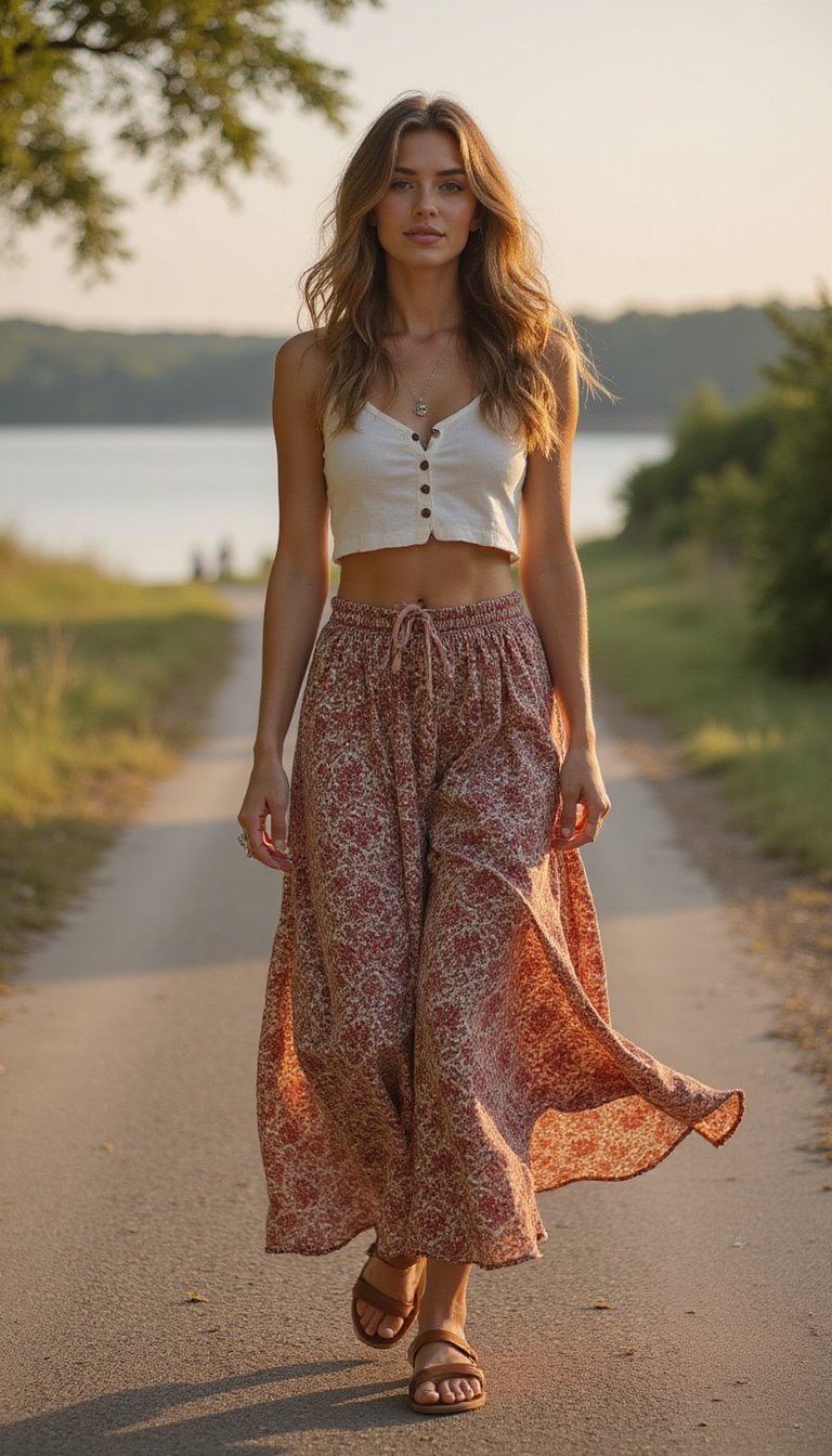 Jupe Maxi Bohème Et Top Court Pour Étapes Romantiques