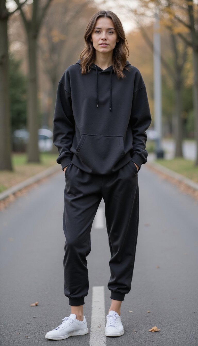 Look Athleisure Avec Hoodie Tech Et Jogging Svelte