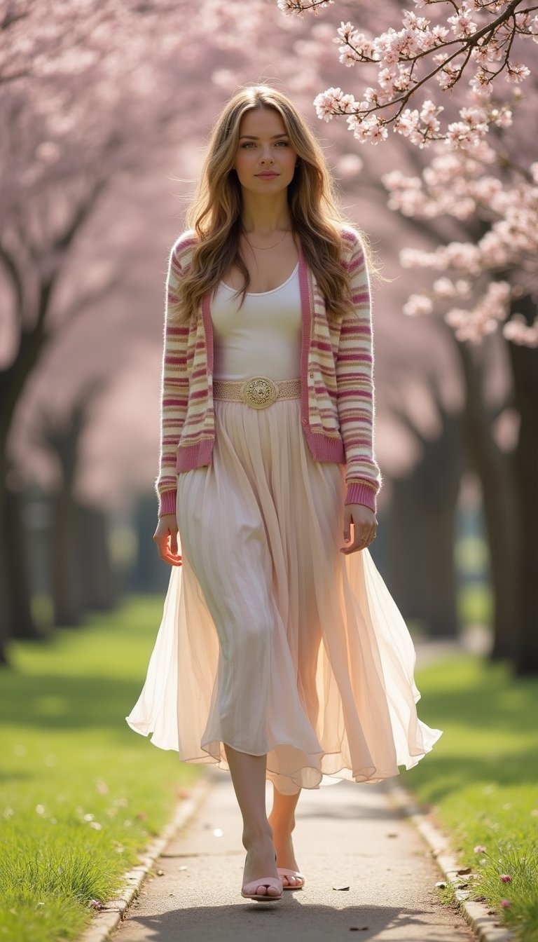 Ensemble Pastel Rayé Pour Printemps Doux Et Féminin