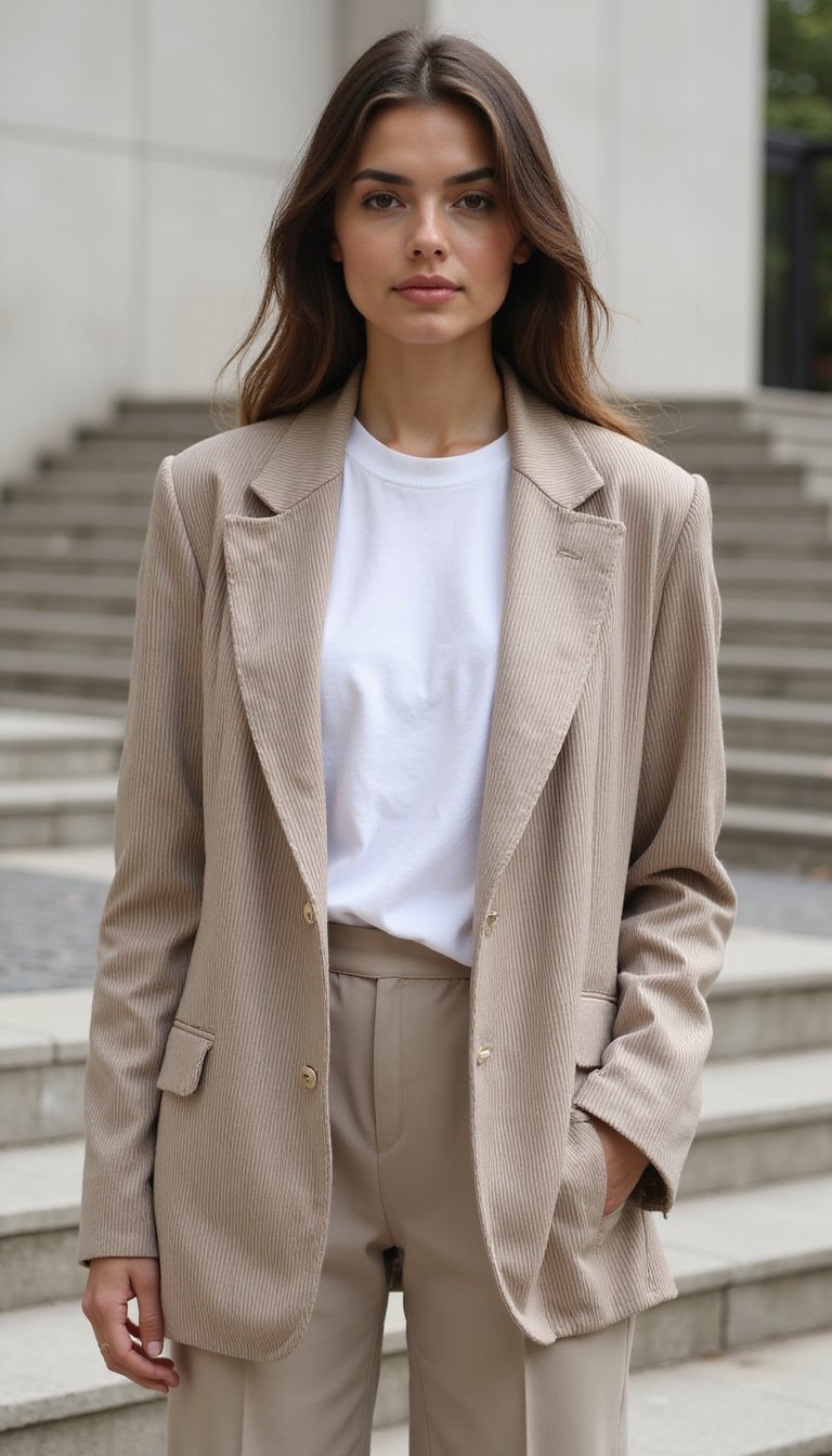 Veste Blazer Oversize Rayée Pour Look Androgyne Chic