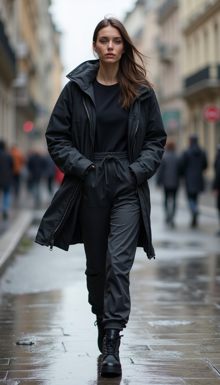 Manteau Technique Coupe-Imperméable Et Pantalon Jogger