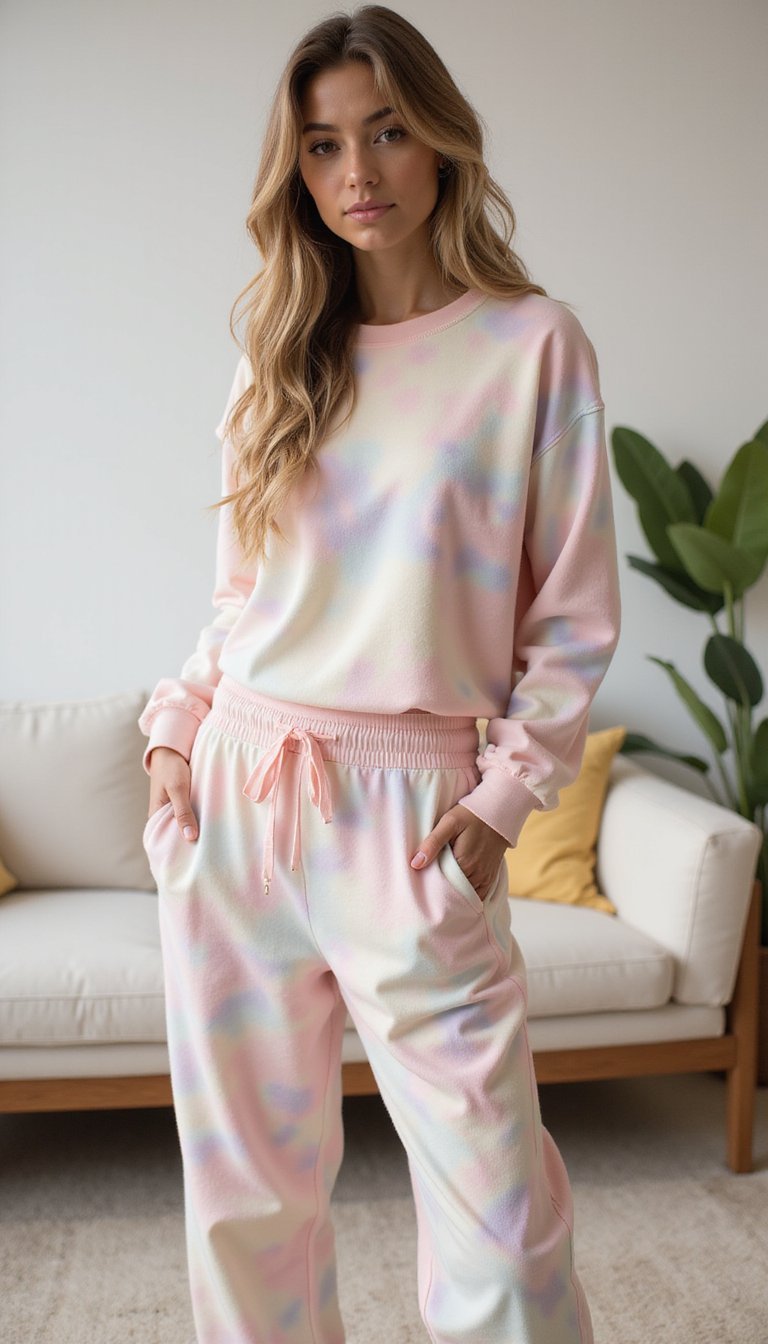 Pastel Tie Dye Matching Loungewear Set