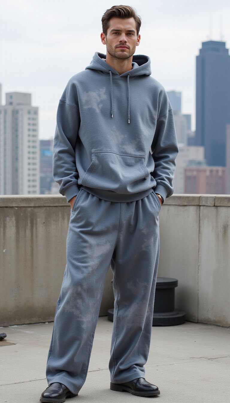 Tie Dye Matching Hoodie And Wide-Leg Sweatpants