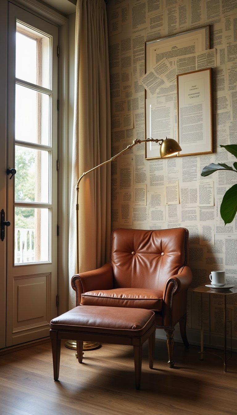 Book Page Wallpaper Accent Nook