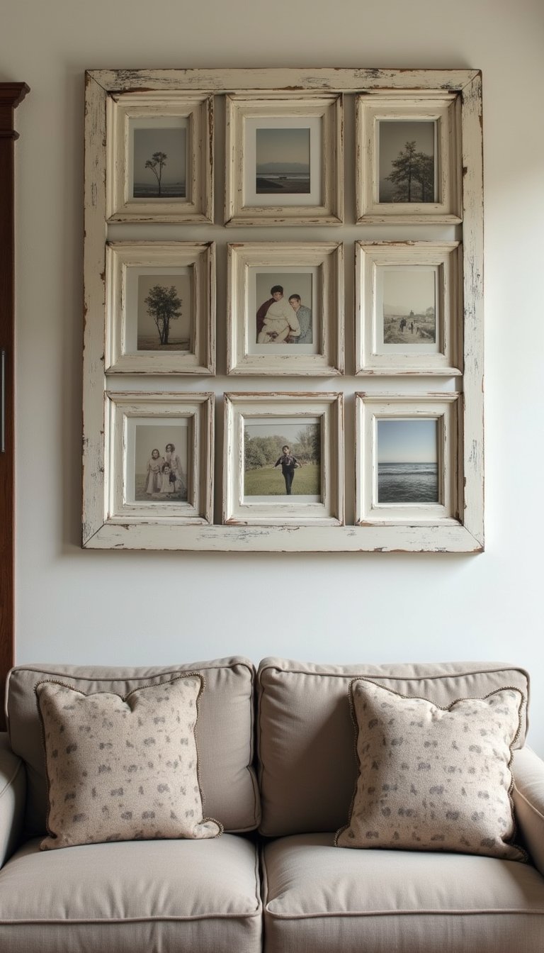 Reclaimed Window Photo Frame Wall Grid
