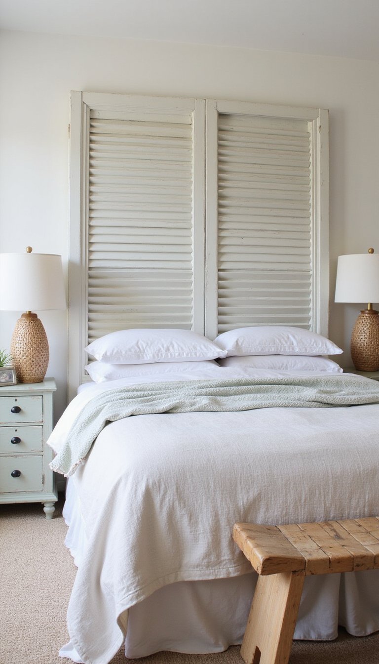 Shutter Headboard Painted In Soft Pastel